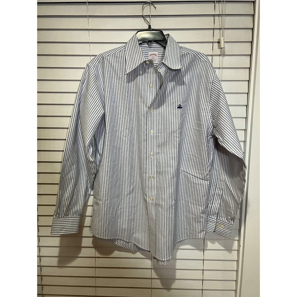 Brooks Brothers White Shirt with Blue Pinstripes